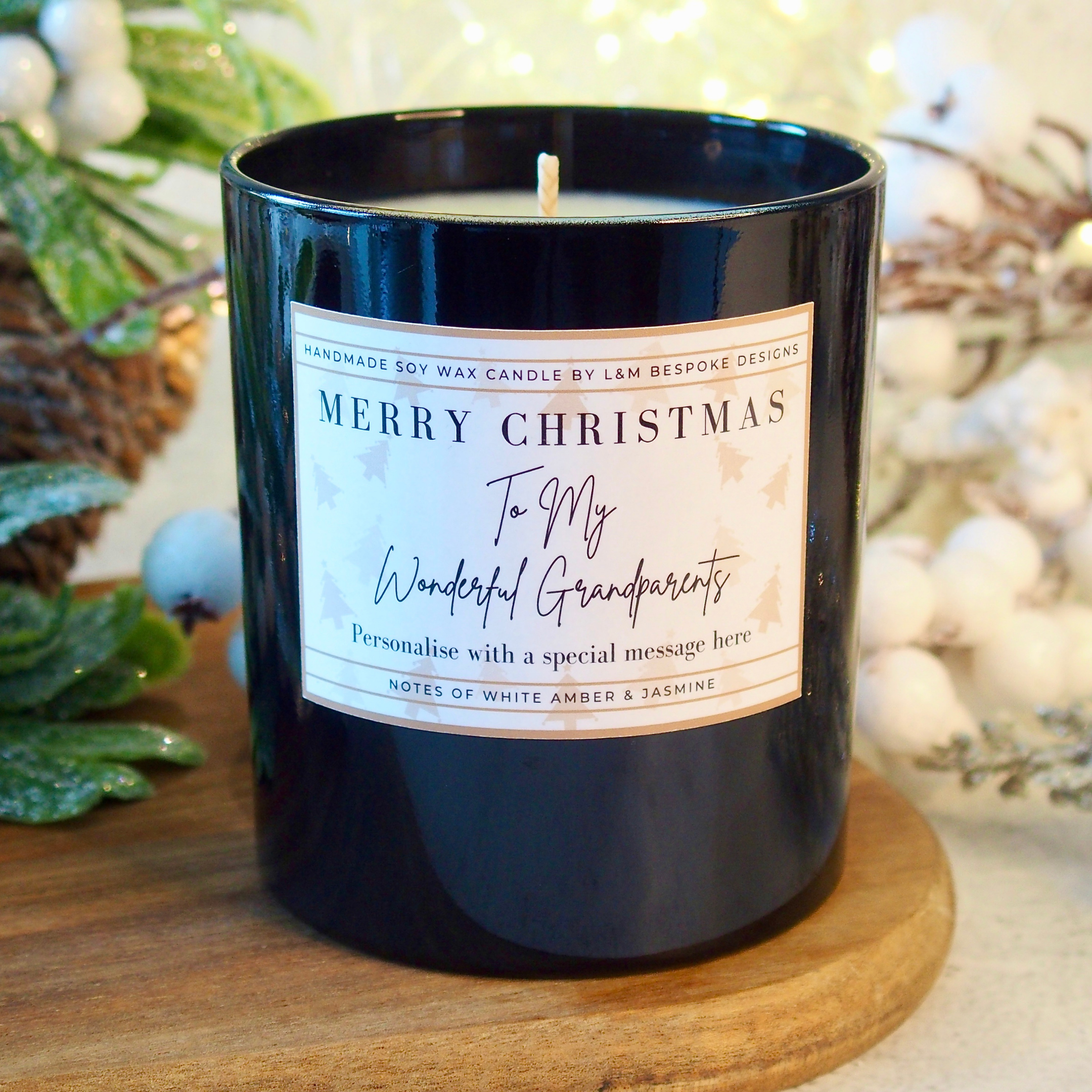 Grandparents Gift Personalised Christmas Candle
